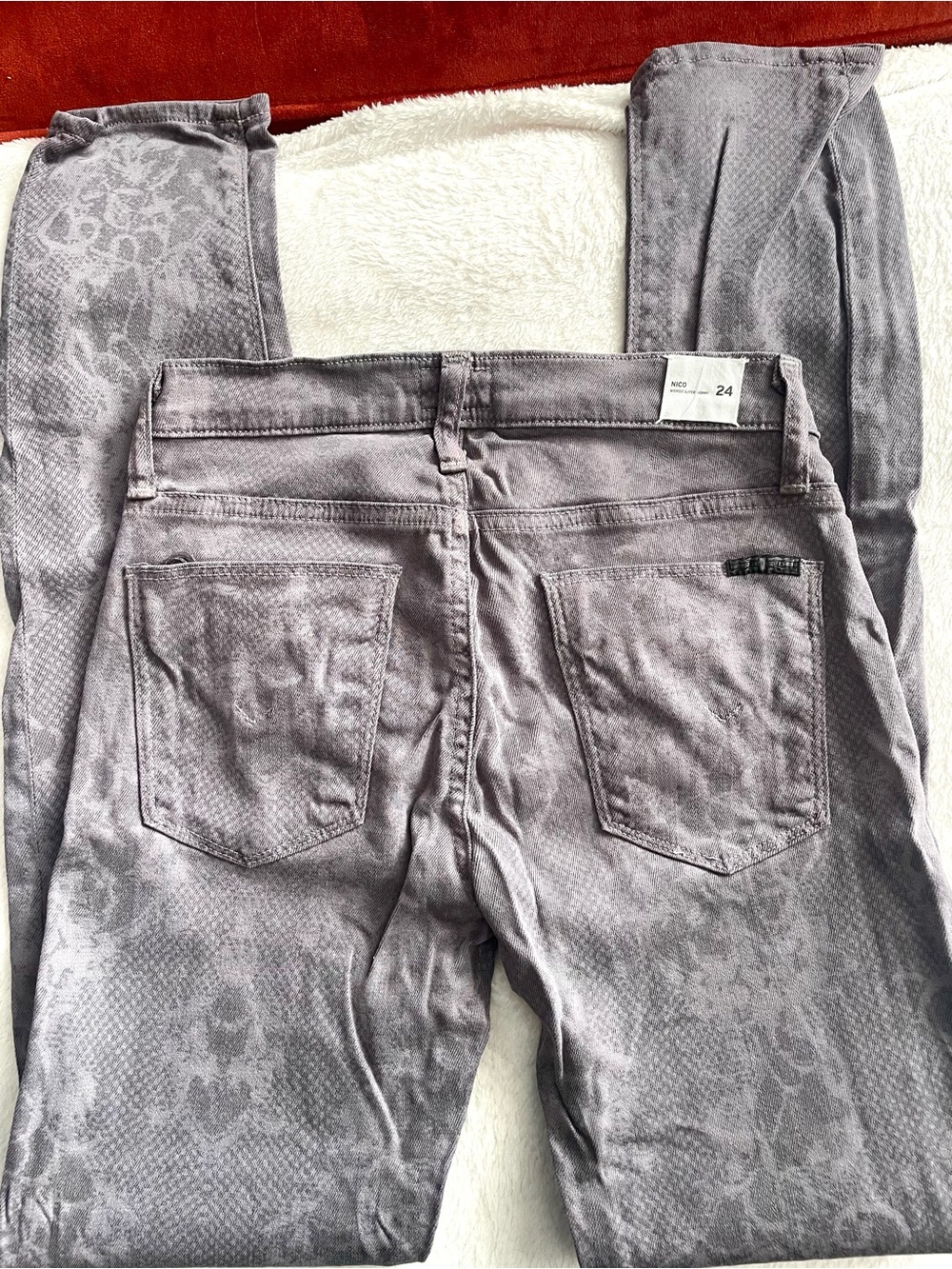 Hudson Gray Pattern Nico Mid-Rise Super Skinny Jeans 24 - Picture 4 of 5